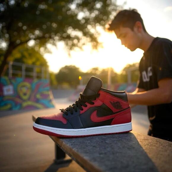 Jordan 1 Mid Banned 2020 Size 12.5 ***No Box Worn Twice*** NIKE !!! main image 4